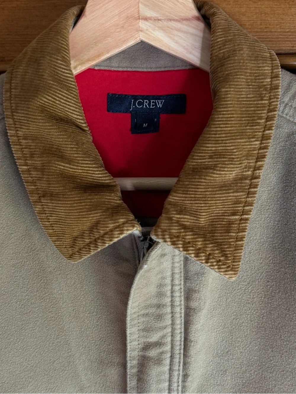 Vintage J. Crew Tan Canvas Field Jacket with Corduroy Collar